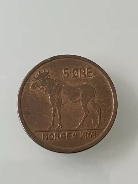 1969 Norway / Norvège - 5 Øre Ore - Coin / Pièce