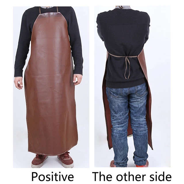 Anti-dirt Lengthen Apron Leather Solid Bib Hang Neck Work Shop Kitchen Oil Proof