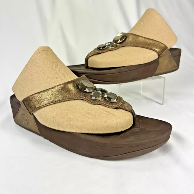 Fitflop Women's Walkstar Thong Sandal Slide Pietra Bronze Four Gem Flip Flop 9