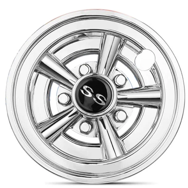 4Pcs Cart Hubcaps,8 Inch SS Chrome Cart Hub Caps,Shiny Wheel Covers Hubcaps U7O1