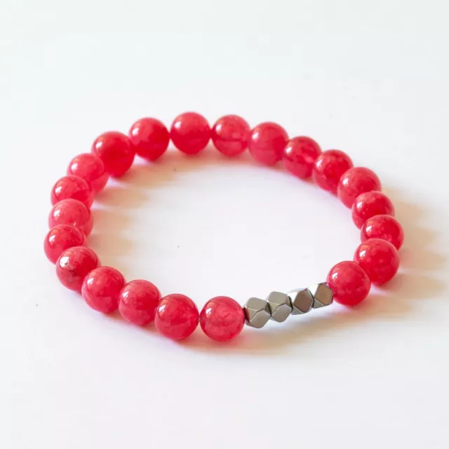 Completo bracciale donna orecchini pendenti PIETRE AGATA ROSSO ematite argento 2