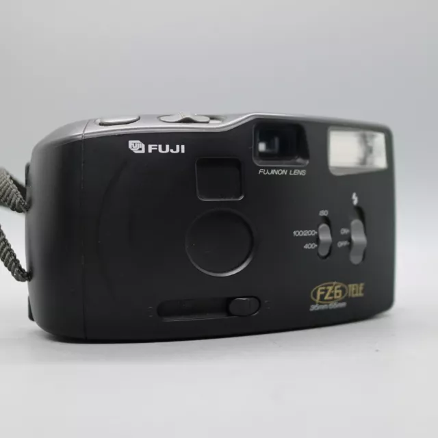 Fuji FZ-6 Tele 35mm Film Point and Shoot Camera Black Tested