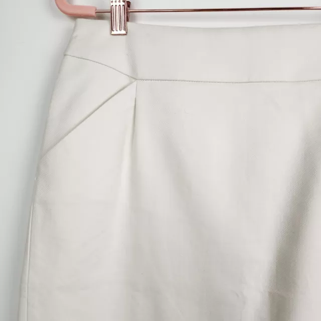 J Crew Factory Skirt Womens 10 Ivory The Pencil Skirt Woven Cotton Career New 2