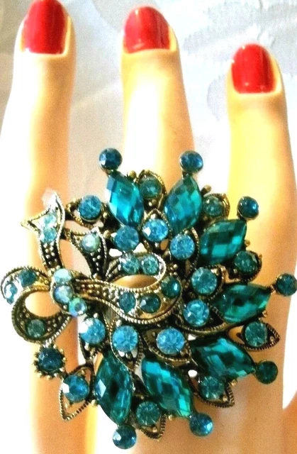 Broche élégante En Métal Doré Avec Strass Bleu - Sans Nickel - Neuf Avec étiquette