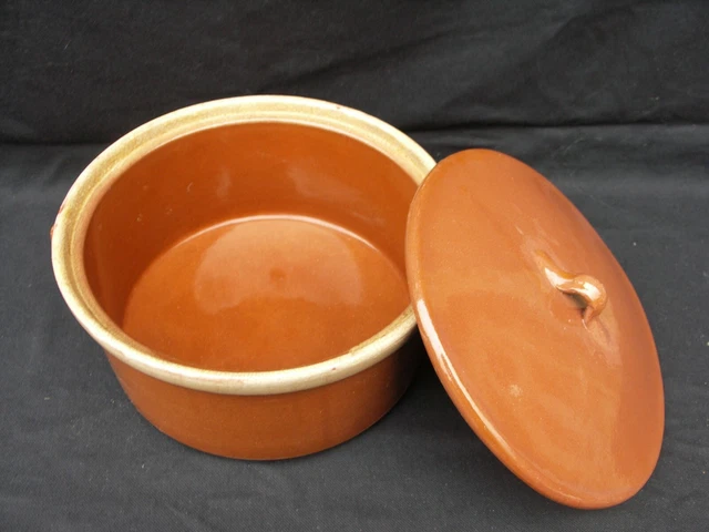 Grand pot à couvercle Terre cuite vernissée Poids : 1Kg340 Hauteur : 180mm Orange - Vendu