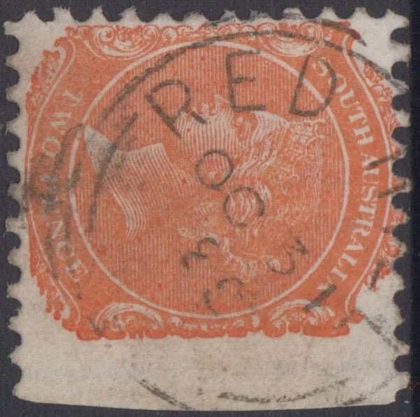 RED HILL 1889 South Australia postmark on 2d orange queen Victoria margin stamp