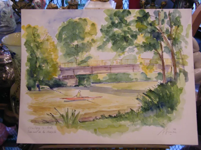 "Montigny les Metz Moselle André Simon Watercolor 1926-2014 1994 artist Lorrain"