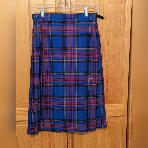 Vintage Jedburgh Kiltmakers Skirt Scotland Tartan Plaid Wool Kilt Size 12 US