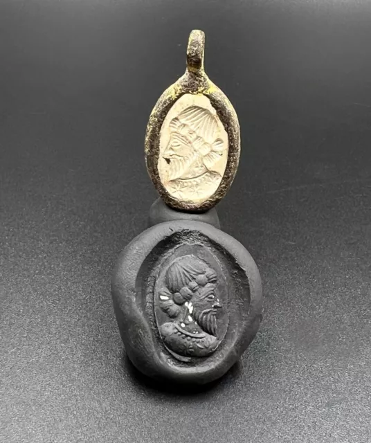 Bactrian Roman Greek Sasanian Antique Old Agate Stone Intaglio Stamp Pendant