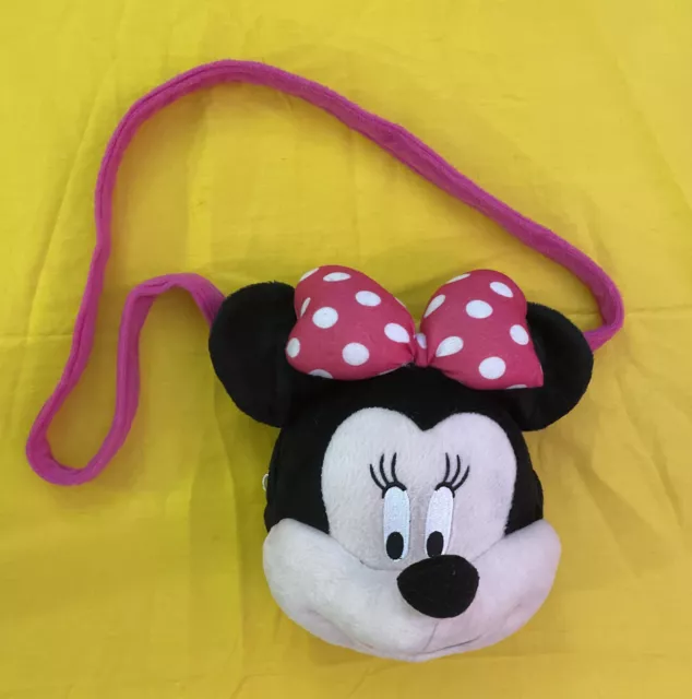 Disney Minnie Mouse Head Plush Purse Girls Handbag Shoulder Bag Pink