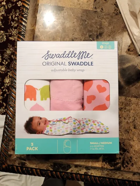 NEW! SwaddleMe Original Swaddle Blanket 3 Pack 0-3 months (Small Medium) Stage 1