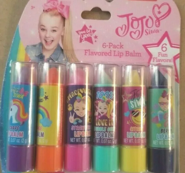 JOJO SIWA 6 PACK Flavored Lip Balm Fun Flavors Nickelodeon NEW SEALED