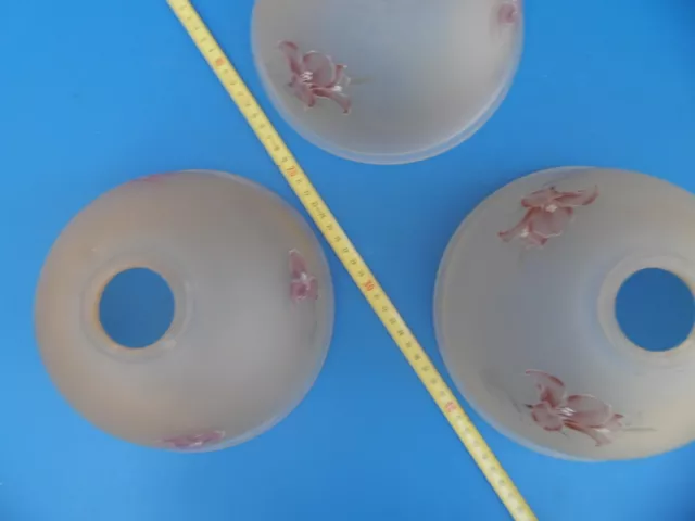 Ancien Lot De 3 Globes Opalines Pour Lustre Suspension - Fin Xix° / Debut Xx°