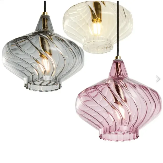 MADE.com Kaleido 3-Light Cluster Pendant Chandelier Ceiling Lamp - Pink Glass