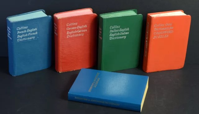 4 Collins Gem Dictionaries French German Italian Crossword & Webster's Book