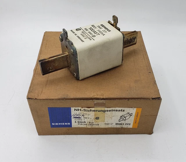 2x Siemens Sécurité 3NA1 221 Insert Fusible 100 A 500V 3NA1221