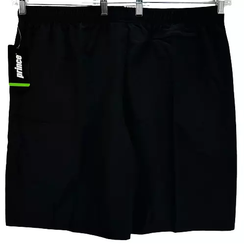 Prince Mens Stretch Tennis Shorts Black & White 2XL 2