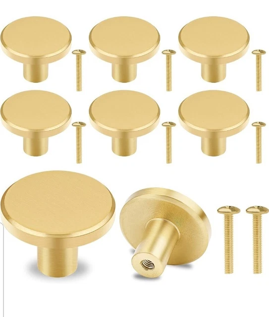 8Pcs Luxury Gold Cabinet Knobs Brushed Brass Drawer Knob Pulls Kitchen Hardware.