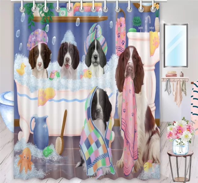 Halloween Springer Spaniel Dog Shower Curtain Bathtub Screens Personalized Hooks