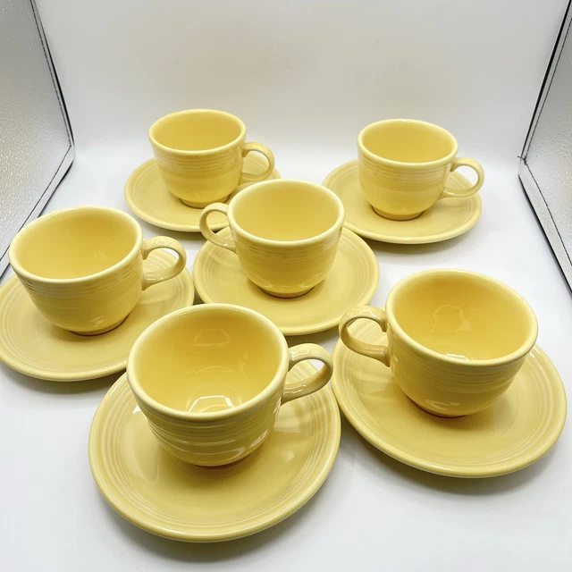 FIESTA HOMER LAUGHLIN Coffee Tea Cup Saucer Yellow Fiestaware