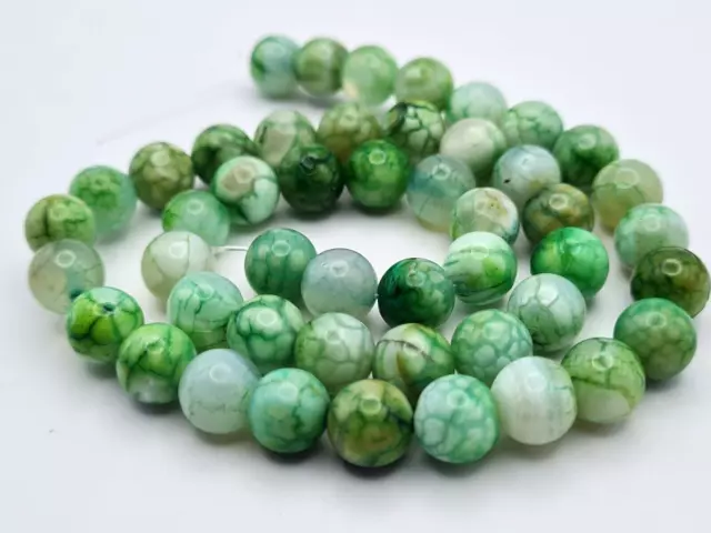 Hebra ágata de fuego 37 cm Dragon Veins piedra preciosa verde crujiente perlas alrededor de 8 mm