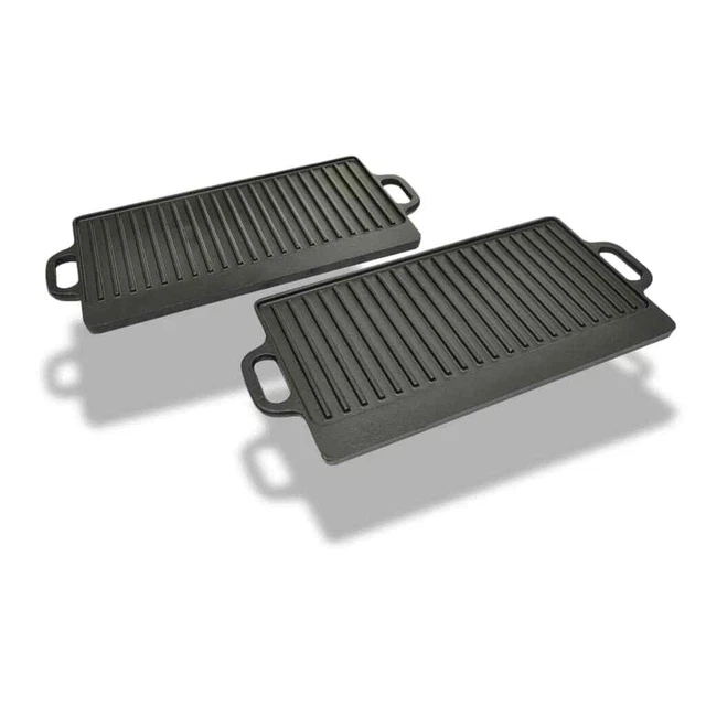 2X Grillplatte Wendeplatte Gasgrill Grillaufsatz Backen Gußeisen BBQ vidaXL