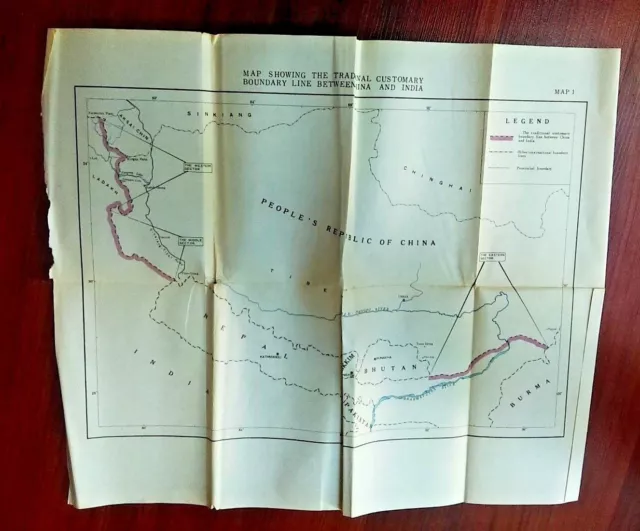 1962 Map Boundary Between China and India Chinghai Nepal Yalu Tsangpo River
