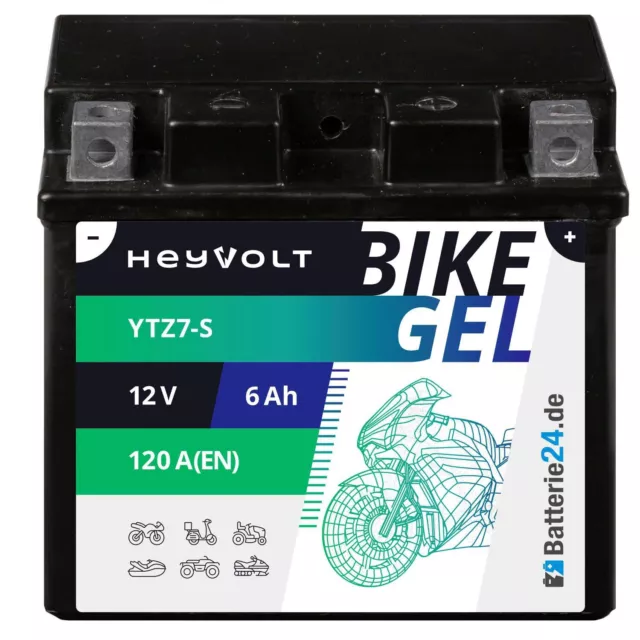 GEL Motorradbatterie 12V 6Ah 50616 YTZ7-S TTZ7-S YTZ7S-BS GEL12-7Z-S 2