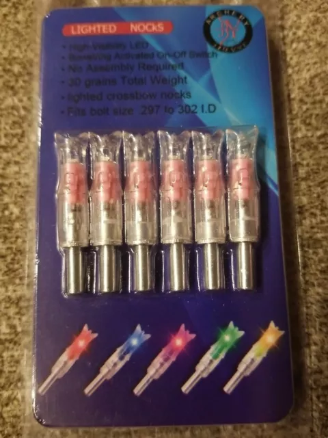 Lot of 2 - 6pc JIANZD LED Lighted Archery Arrow  Nocks Automatic Luminous 7.6mm 2