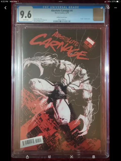 Absolute Carnage #4 Zaffino 1:25 Codex Variant Cgc 9.6 W/Carnage Custom Label