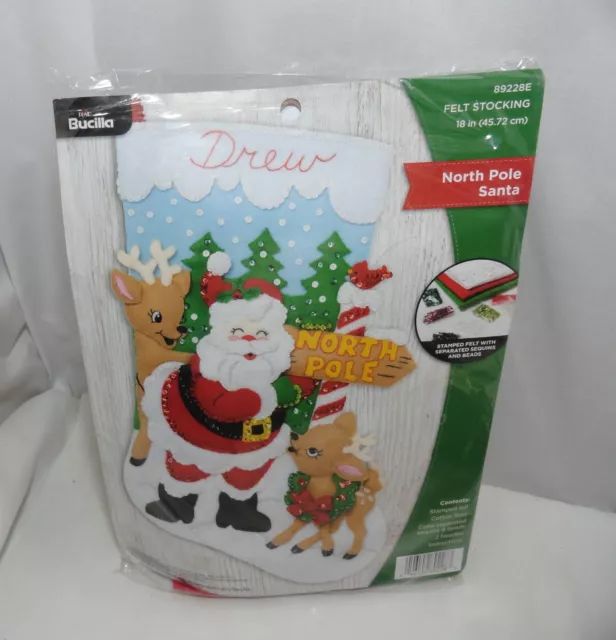 Bucilla Felt Applique Christmas Stocking Kit CHRISTMAS TOWN 18 inch #829528E