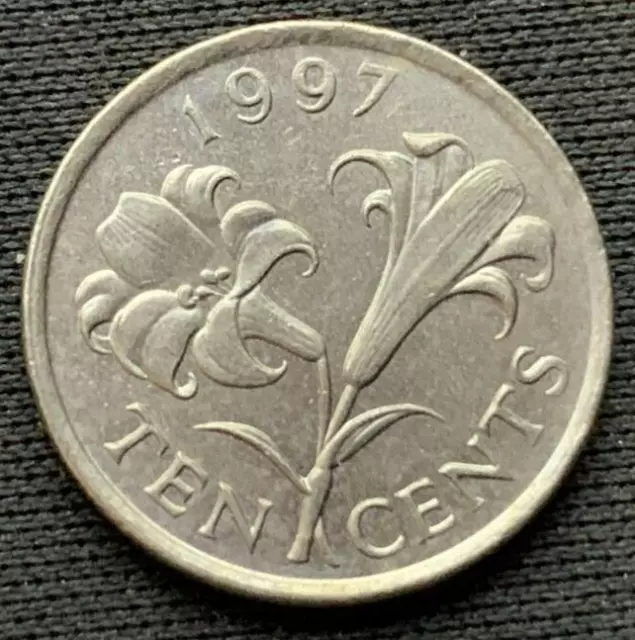 1997 Bermuda 10 Cents Coin AU UNC  ( 800K Minted )       #K2292