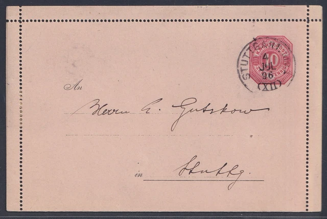 53175) Privatganzsache Kartenbrief Mi.-Nr. PK 2 STUTTGART 1896