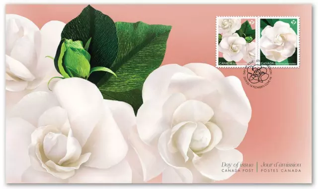 2019 Canada 📭 GARDENIA PAIR 💮🌸 Official First Day Cover 🌸 FDC 📬