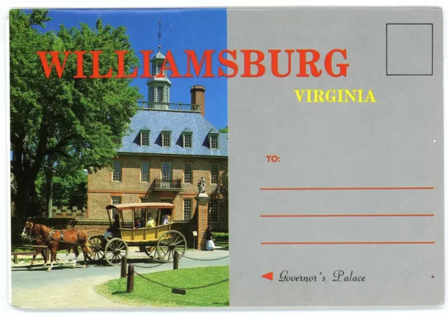 Vintage FoldOut Postcard View Book Williamsburg Va. 12 Views