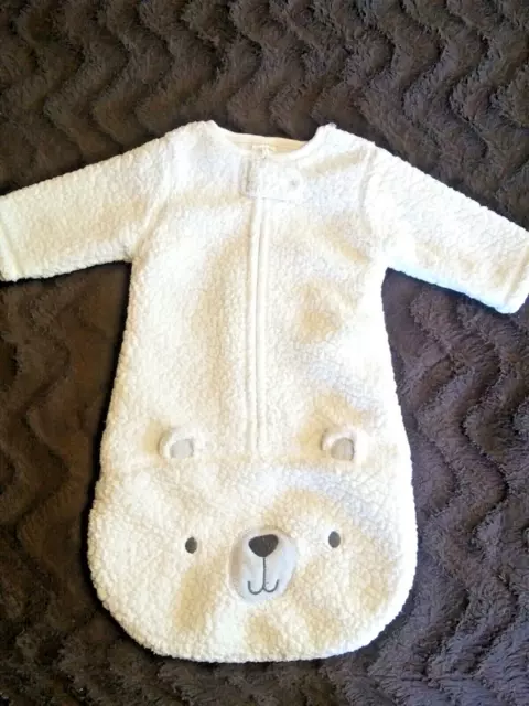 Chick Pea Baby 0-3 months Soft & Warm Bear Sleep Sack Cream, long Sleeve, Zipper