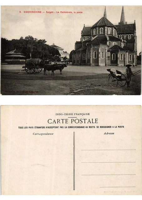 CPA AK Cochinchine Saigon La Cathedrale, la poste VIETNAM INDOCHINE (615638)