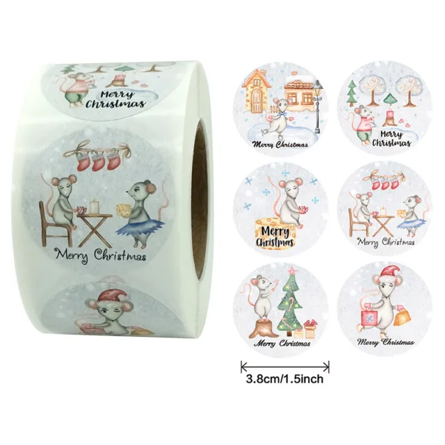 Pegatinas de Feliz Navidad de 1,5" Tarjeta de felicitación de Navidad Etiqueta de regalo Sobre Sellos 500x