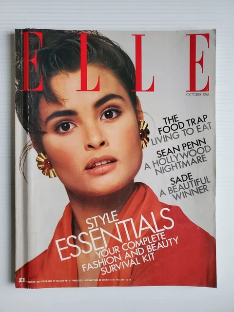 1986 Uk Elle Magazine Talisa Soto Sade Sean Penn Vendela Kirsebom Naomi