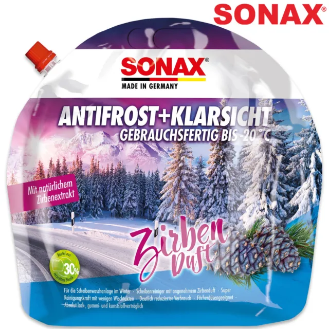 3x SONAX AntiFrost+KlarSicht bis -20 °C Zirbe Scheiben Reiniger Frostschutz 3L 2