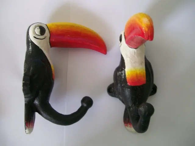 Pair Of Toucan Hooks Hand Painted Cast Iron Guinness Interest? Home Bar Business