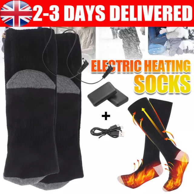 Electric Heated Socks Boot Feet Warmer USB Rechargable Winter Warm Sock 2023 UK