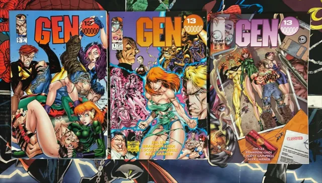 Gen 13 #0, 1 (1st Print), 1 (2nd Print) Lot of 3 Image Comics 1994 – Jim Lee