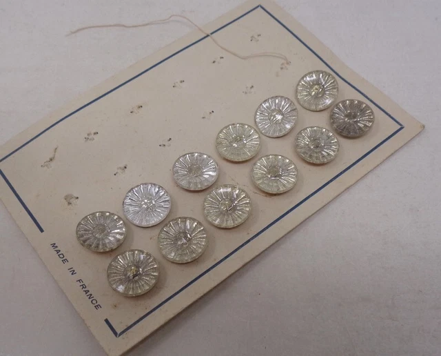 Lot De Boutons Anciens En Verre Bleu - Diamètre 20 Mm, Mercerie Vintage, Occasion France