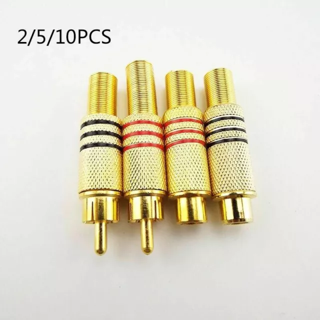 Gold Metel RCA Male Female Plug Jack Solder Audio AV Cable Adapter Connectors