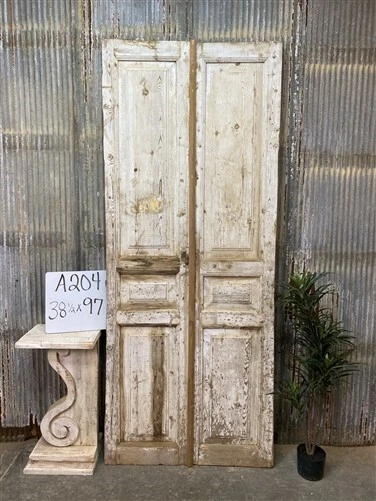Antique French Double Doors (38.5x97) Raised Panel Doors, European Doors A204