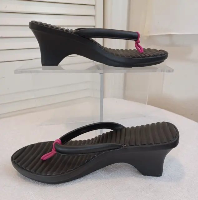 Crocs Cabana,Women's,Size 10,Black Thong Comfort Wedge Platform Sandals,Open Toe