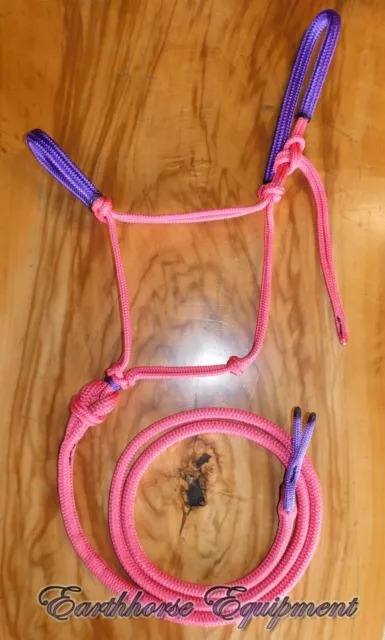 Padded rope halter and lead set PINK/PURPLE, MINI/ SHETLAND/PONY/COB/FULL