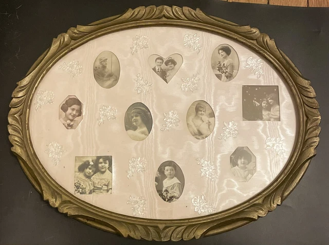 Marco Antiguo XIX Revoltijo Retratos De Familia Soldado Novios Niños