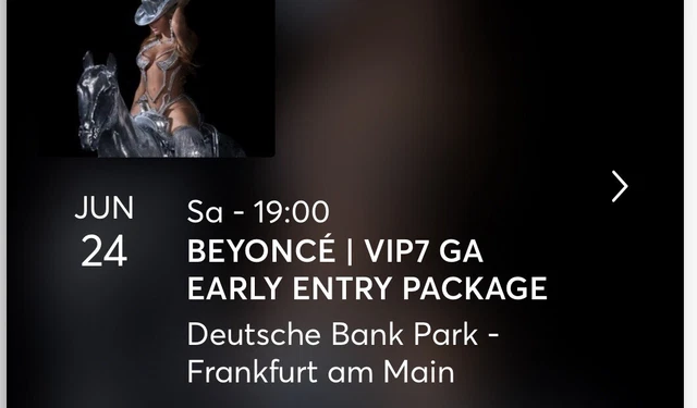 2 x Ticket VIP7 EARLY ENTRANCE Beyoncé RENAISSANCE TOUR Frankfurt 24.06.2023